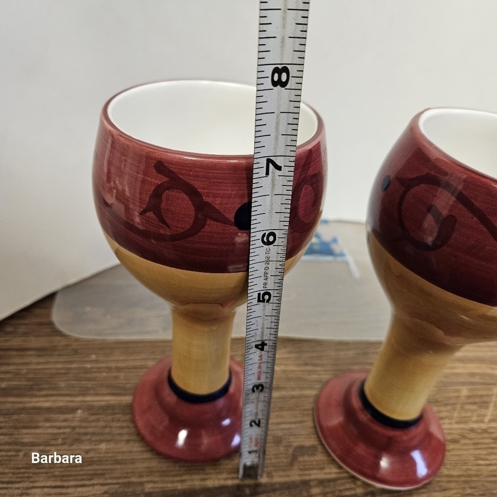 2 Living Art Handpainted Pottery Goblets - Picture 7 of 8